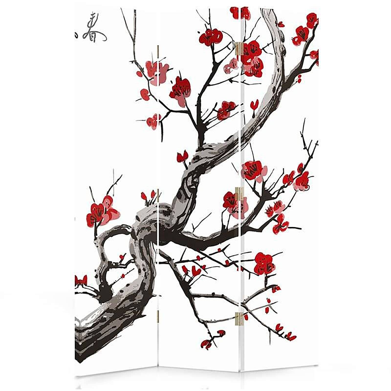 Luxuypon Paravent pliable de petite taille, 6 panneaux d'art chinois traditionnel pour décoration de maison, décoration de bureau, mini séparateur (fleur de cerisier